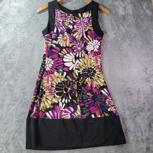 XOXO Juniors Womens Sleeveless Floral Dress‎ S Black Purple Made in USA Retro - Picture 5 of 7